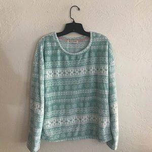 WallFlower Christmas pattern graphic fuzzy sweater